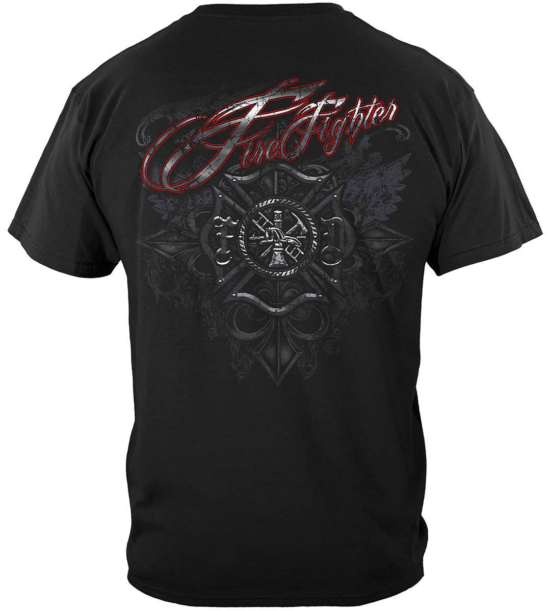 Firefighter Red Script Red Foil Premium T-Shirt