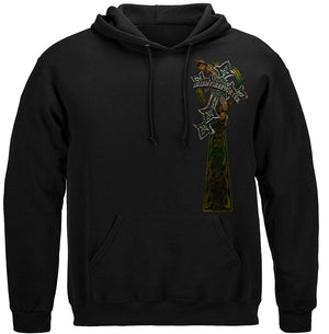 More Picture, Firefighter Irish Celtic Cross Green Foil Premium T-Shirt