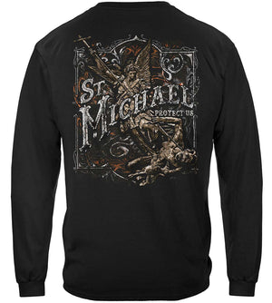 More Picture, Firefighter St. Michael's Protect Us Silver Foil Premium T-Shirt