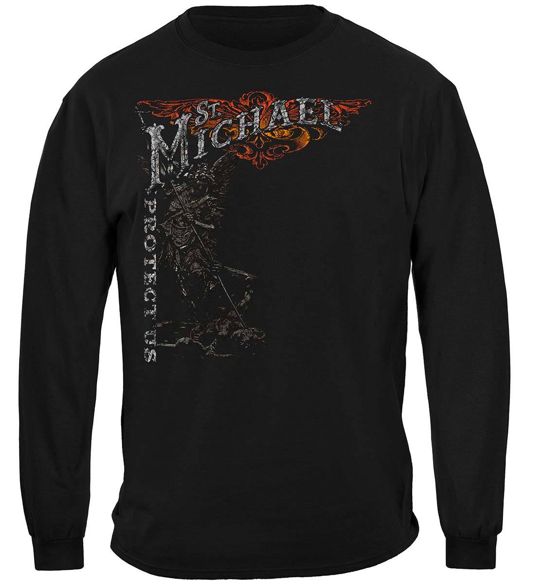 Firefighter St. Michael&#39;s Protect Us Silver Foil Premium T-Shirt