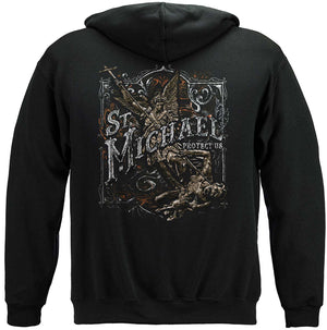 More Picture, Firefighter St. Michael's Protect Us Silver Foil Premium T-Shirt