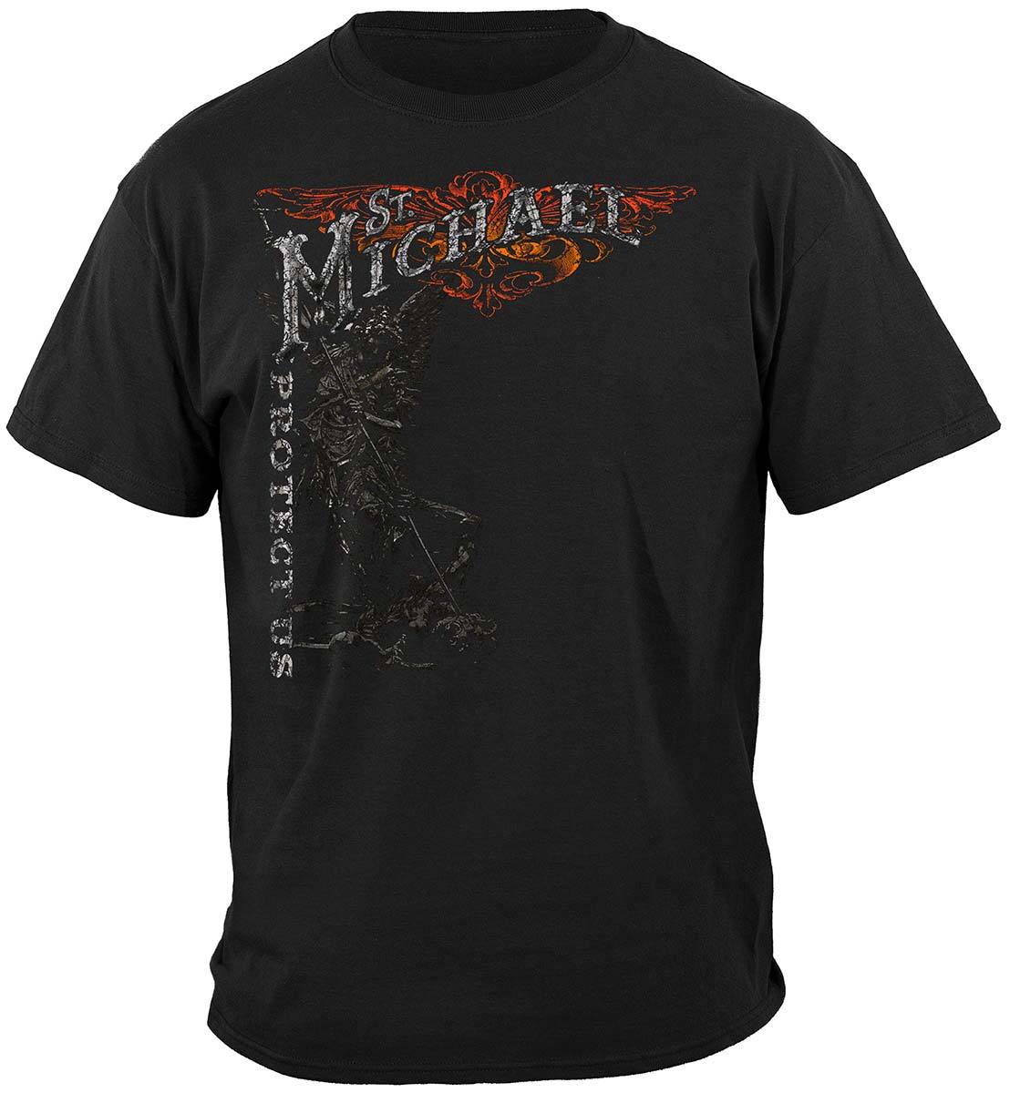 Firefighter St. Michael&#39;s Protect Us Silver Foil Premium Long Sleeves