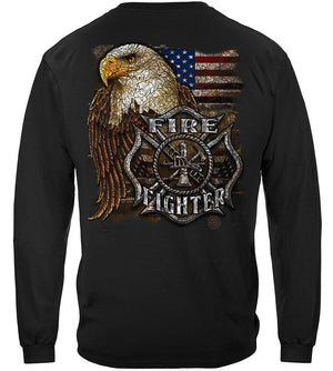 More Picture, Firefighter Eagle And Flag Premium Hooded Sweat Shirt