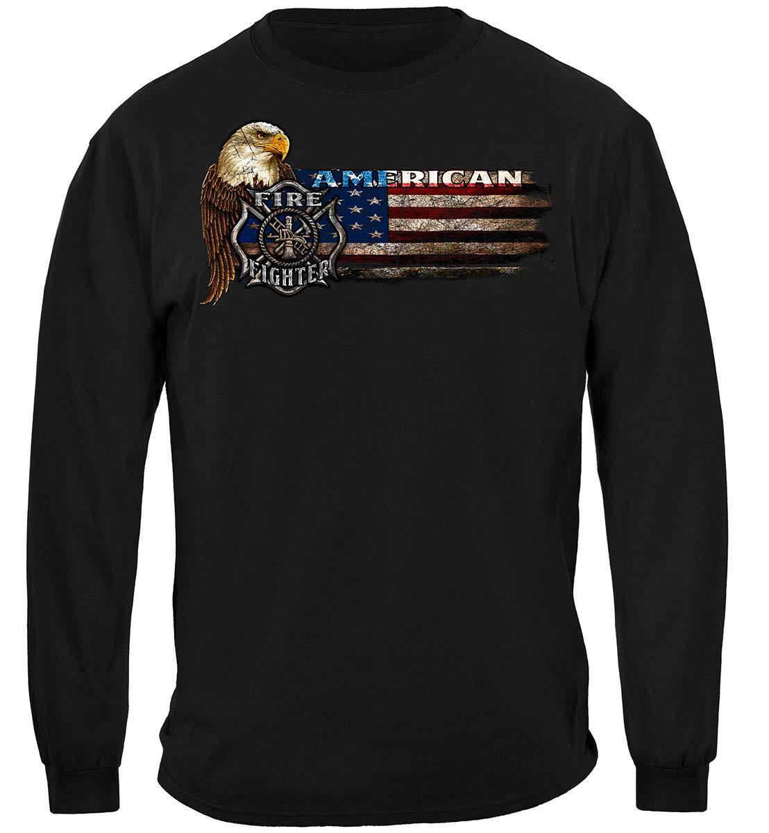 Firefighter Eagle And Flag Premium Hooded Sweat Shirt