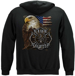 More Picture, Firefighter Eagle And Flag Premium T-Shirt