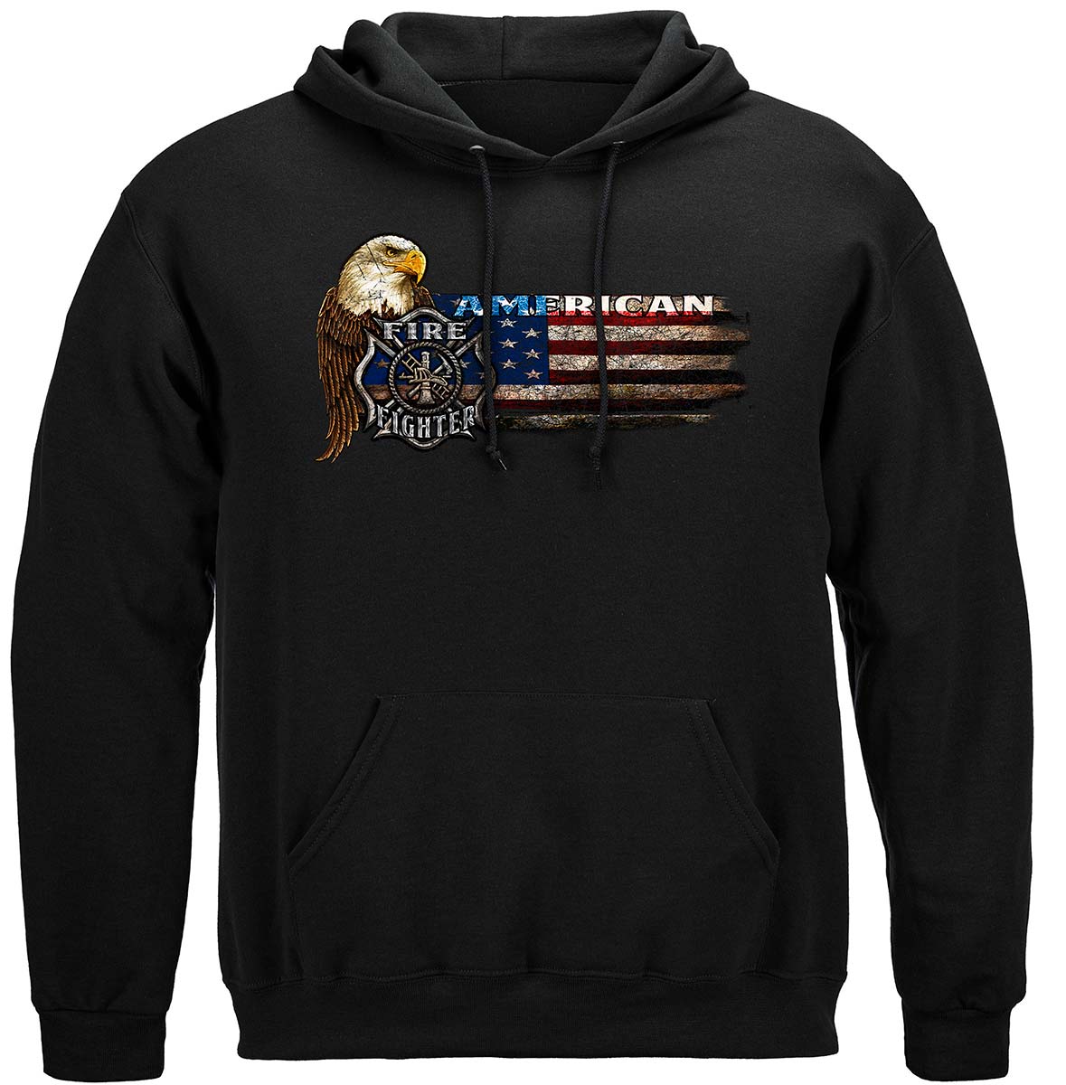 Firefighter Eagle And Flag Premium Hooded Sweat Shirt