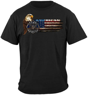 More Picture, Firefighter Eagle And Flag Premium T-Shirt