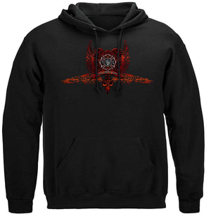 More Picture, Firefighter Red Wings Rise Above Fear Silver Foil Premium Long Sleeves