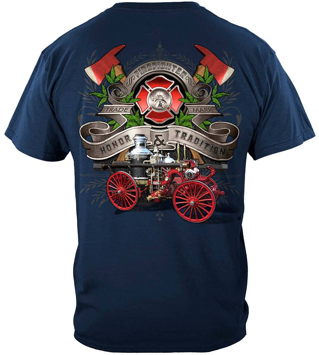 Firefighter Traditional Anique Pump Truck Premium Long Sleeves