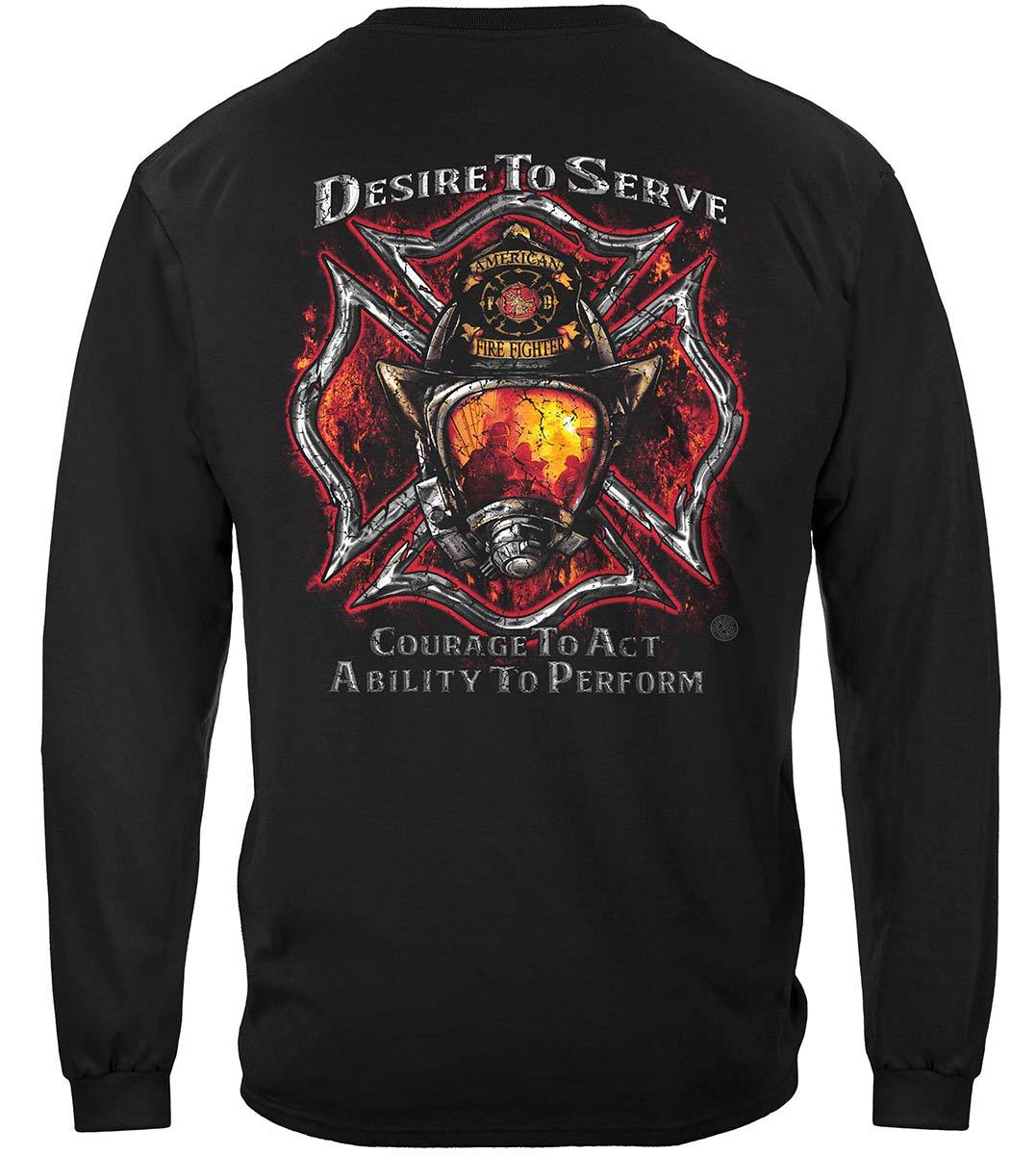 Firefighter Desire To Serve Silver Foil Premium T-Shirt