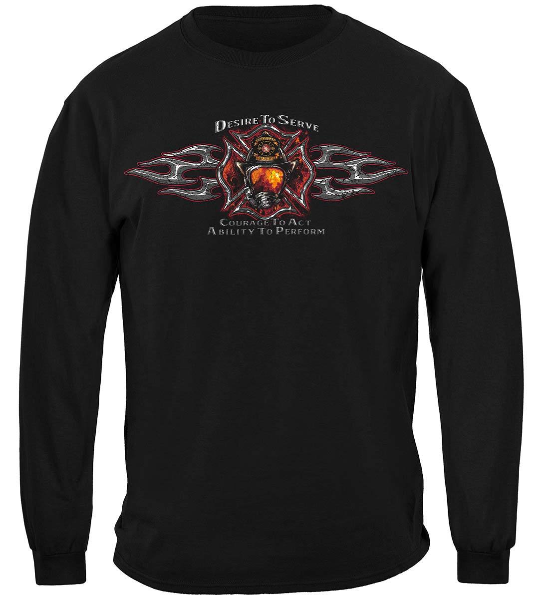 Firefighter Desire To Serve Silver Foil Premium Hooded Sweat Shirt