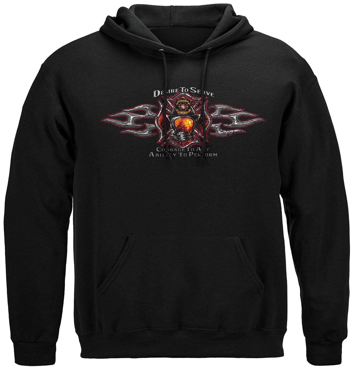 Firefighter Desire To Serve Silver Foil Premium Hooded Sweat Shirt