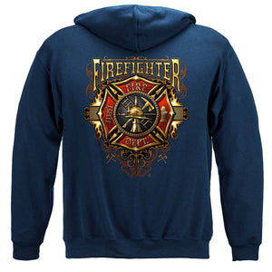 More Picture, Firefighter Flames Gold Shield Premium Long Sleeves