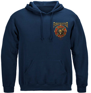 More Picture, Firefighter Flames Gold Shield Premium Hooded Sweat Shirt