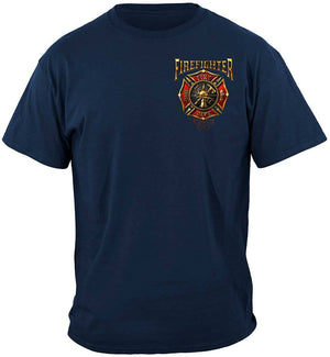 More Picture, Firefighter Flames Gold Shield Premium T-Shirt