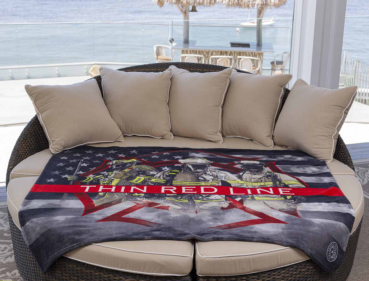 Firefighter American Flag Thin Red Line Premium Blanket