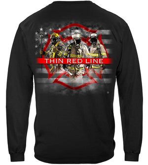 More Picture, Firefighter American Flag Thin Red Line Premium Hooded Sweat Shirt