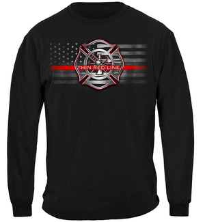 More Picture, Firefighter American Flag Thin Red Line Premium Long Sleeves