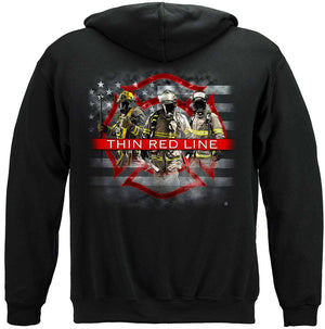 More Picture, Firefighter American Flag Thin Red Line Premium Hooded Sweat Shirt