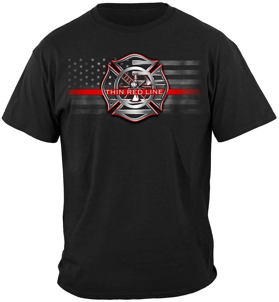 Firefighter American Flag Thin Red Line Premium Long Sleeves