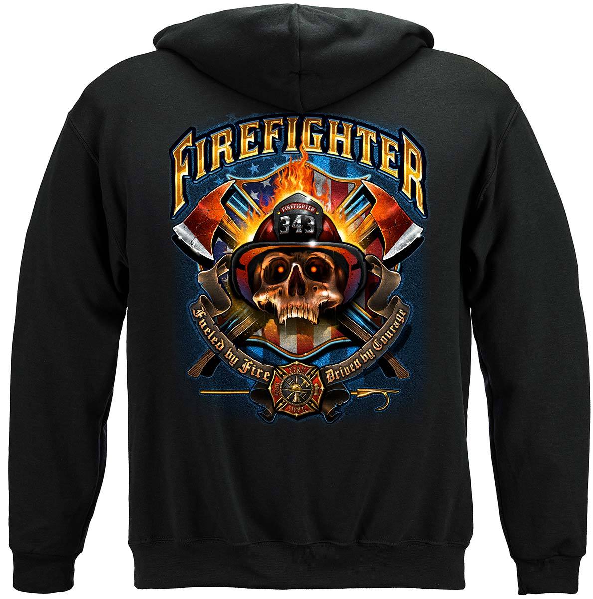 Firefighter Patriotic Patriot Skull Premium Hooded Sweat Shirt