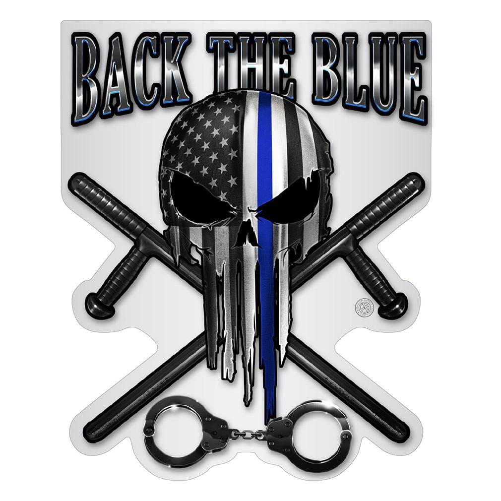 Law Enforcement back to blue Freedom Skull Premium Reflective Decal