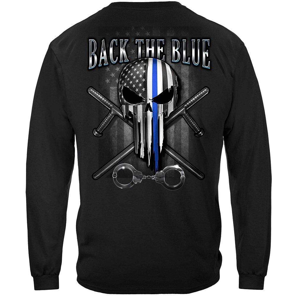 Law Enforcement Back the Blue Freedom Skull Premium Hooded Sweat Shirt