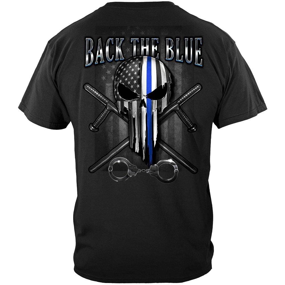 Law Enforcement Back the Blue Freedom Skull Premium Hooded Sweat Shirt