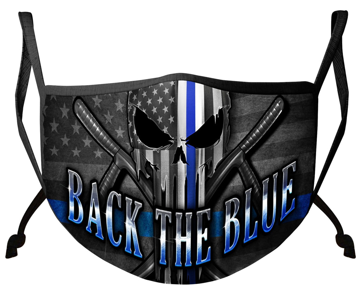Law Enforcement Back the Blue Freedom Skull Premium Face Mask