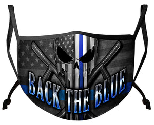 More Picture, Law Enforcement Back the Blue Freedom Skull Premium Face Mask