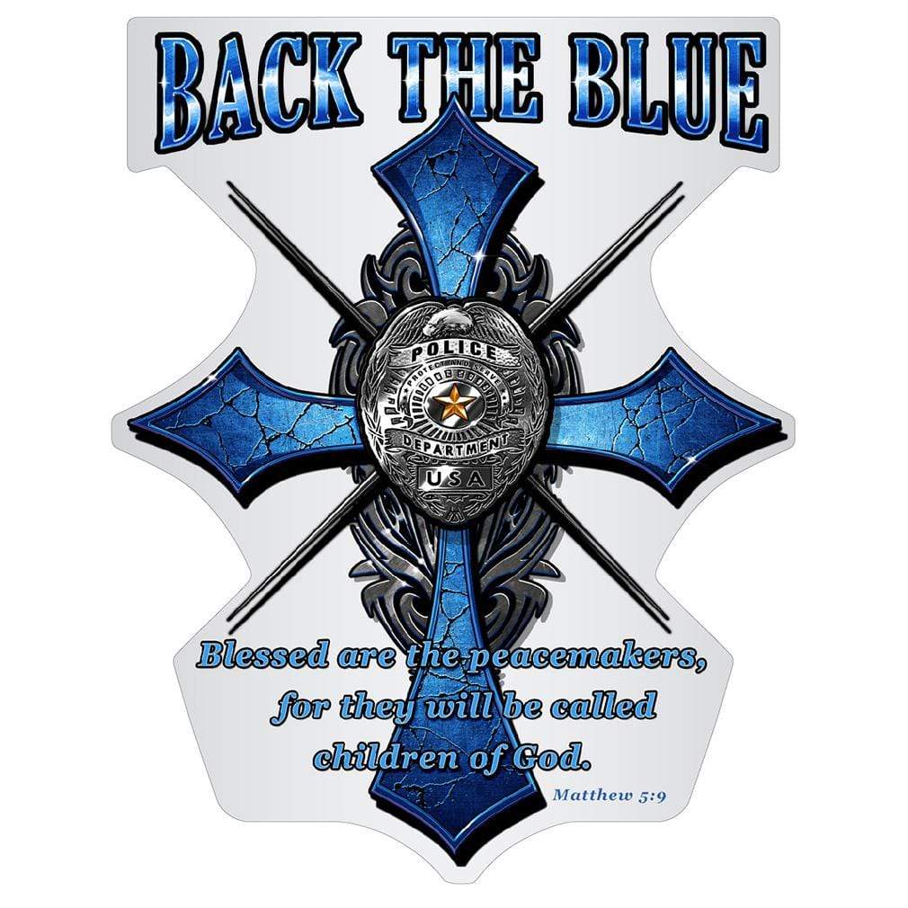 Back the Blue Matthew 5:9 Christian Shirt Premium Reflective Decal