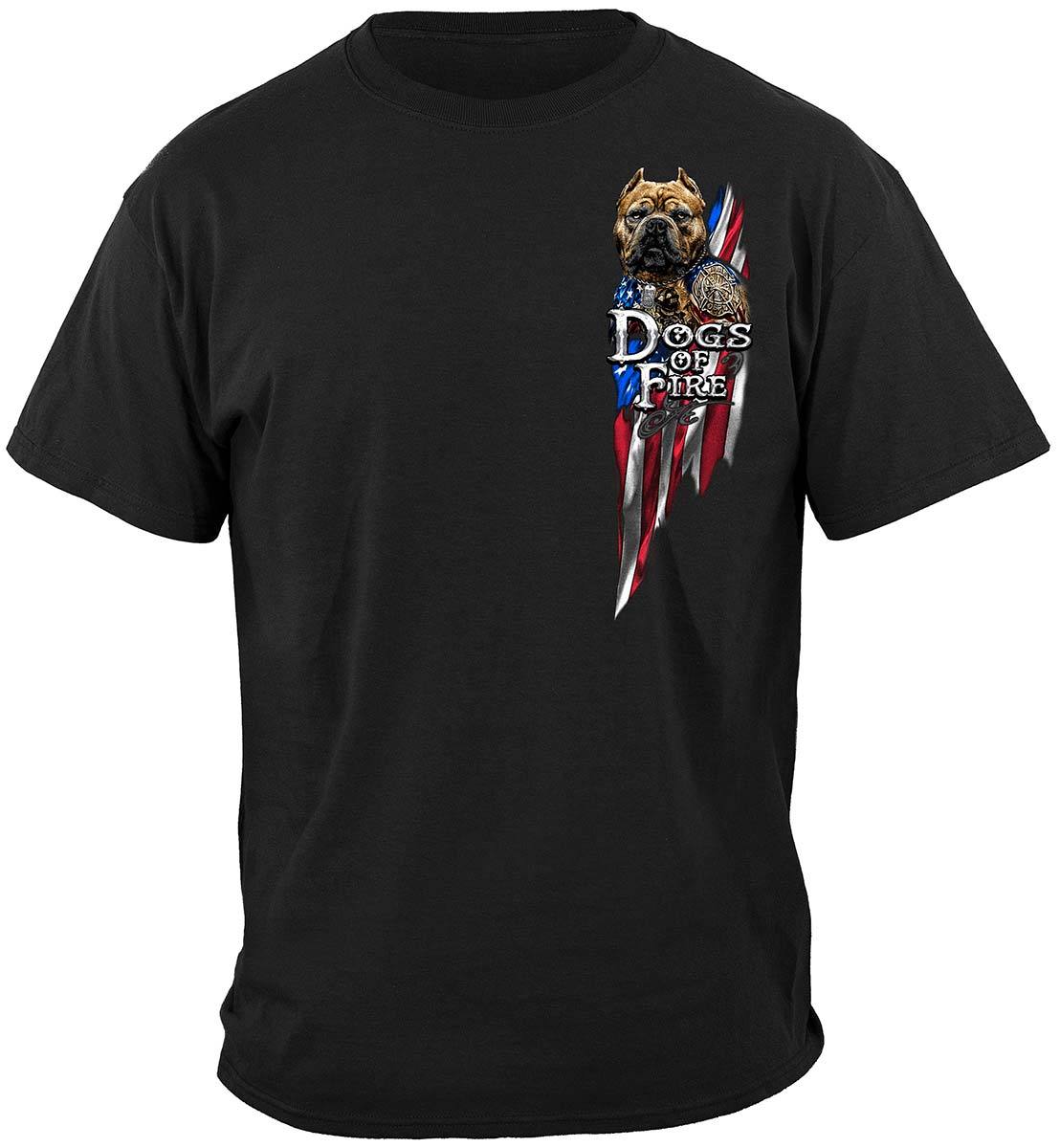 Firefighter Pit Bull Dog Tattoo American Flag Premium Long Sleeves