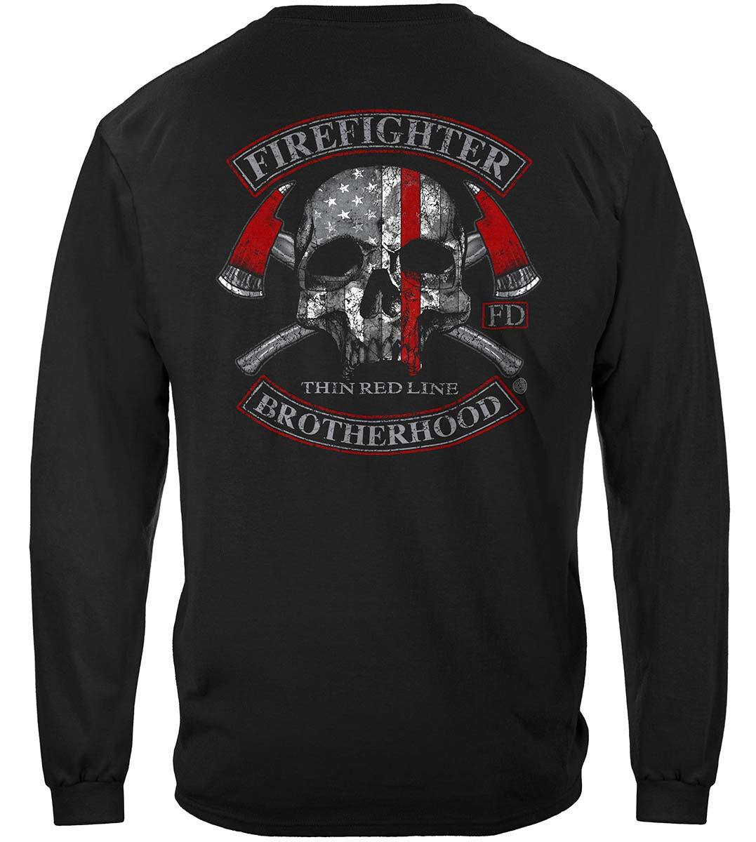 Firefighter Brotherhood Skull thin Red line Premium Hooded Sweat Shirt