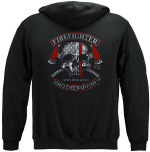 More Picture, Firefighter Brotherhood Skull thin Red line Premium T-Shirt