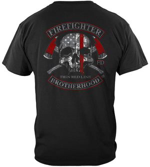 More Picture, Firefighter Brotherhood Skull thin Red line Premium Hooded Sweat Shirt