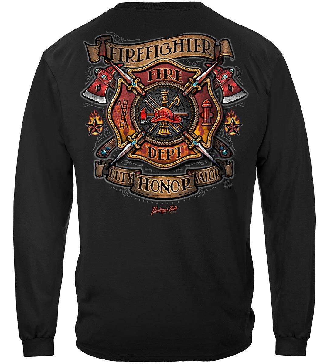 Firefighter Vintage Tattoo Art Premium T-Shirt