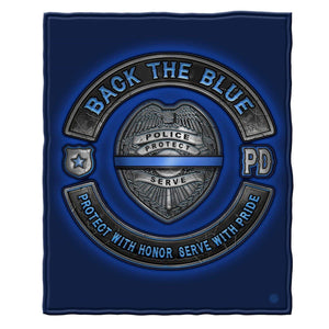 More Picture, Back the Blue Law Enforcement Blue Lives Matter Premium Plush Blanket