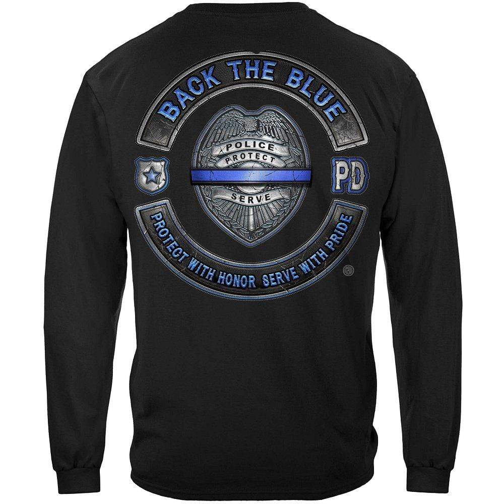 Back the Blue Law enforcement Blue lives Mater Serve and Protect Premium T-Shirt