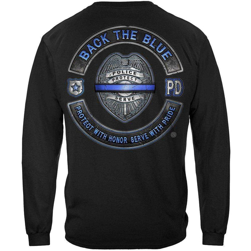 Back the Blue Law enforcement Blue lives Mater Serve and Protect Premium Hooded Sweat Shirt