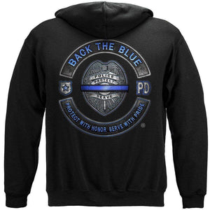 More Picture, Back the Blue Law enforcement Blue lives Mater Serve and Protect Premium Hooded Sweat Shirt