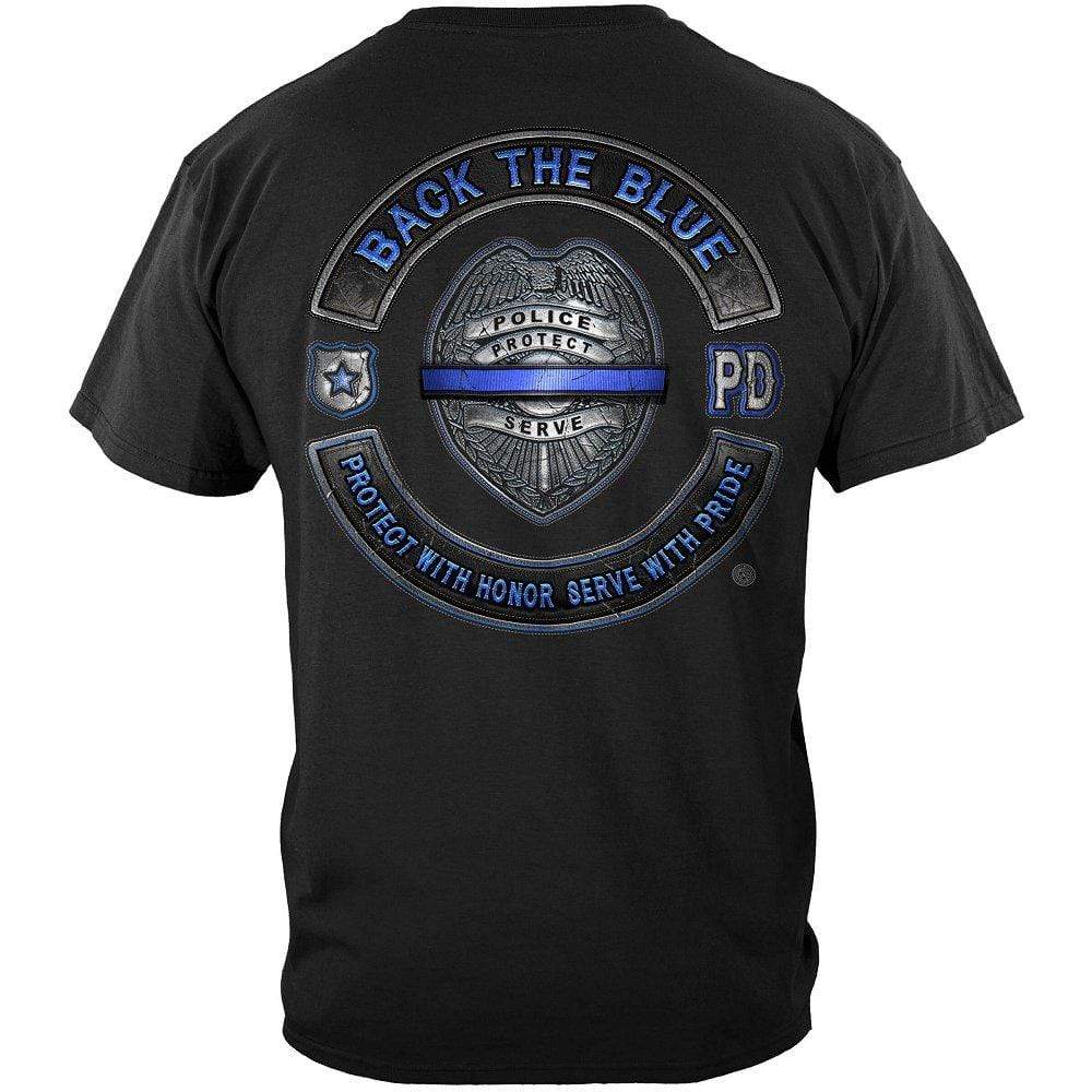 Back the Blue Law enforcement Blue lives Mater Serve and Protect Premium T-Shirt