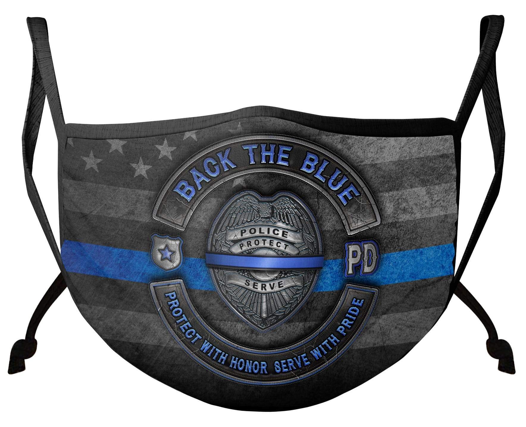 Back the Blue Law Enforcement Blue Lives Matter Serve and Protect Face Mask