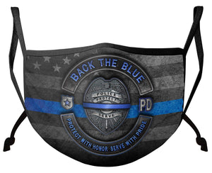 More Picture, Back the Blue Law Enforcement Blue Lives Matter Serve and Protect Face Mask