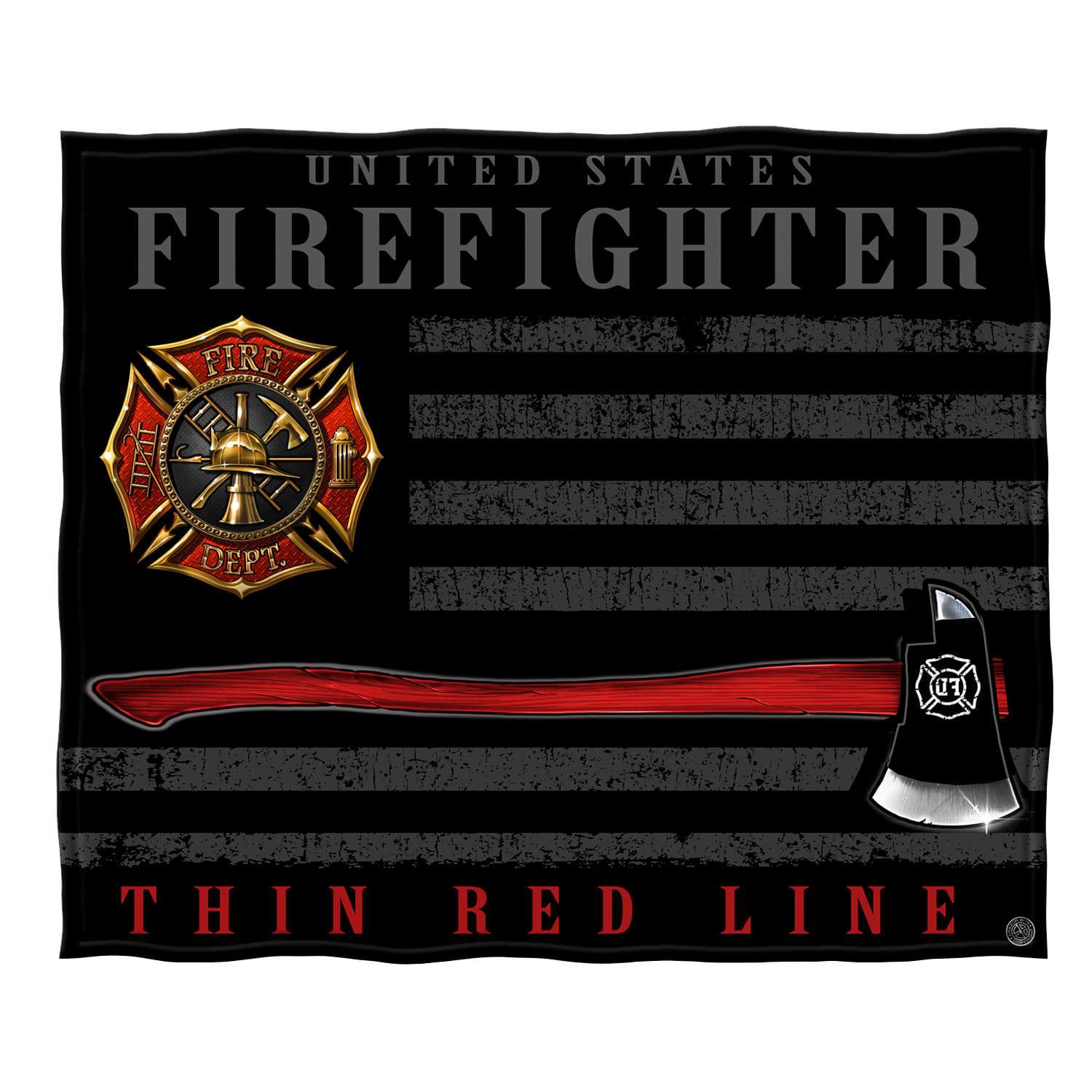 Firefighter Patriotic Flag Axe Premium Plush Blanket FF2443-TB