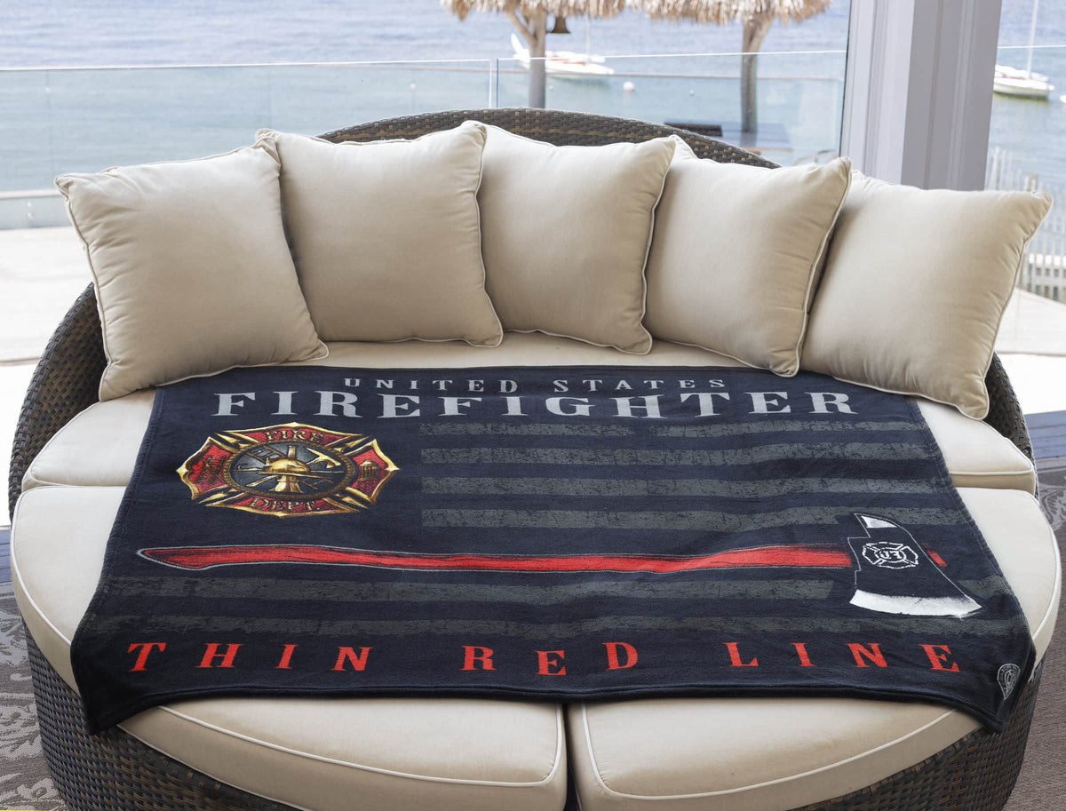 Firefighter Patriotic Flag Axe Premium Blanket