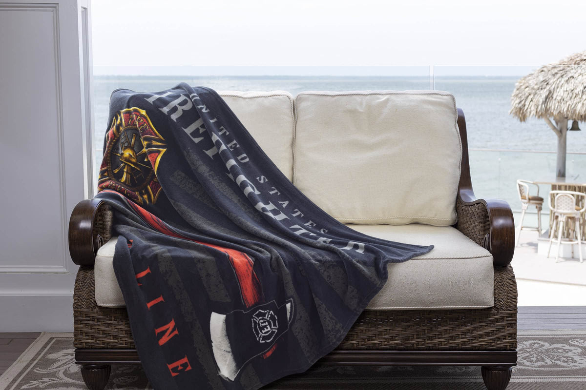 Firefighter Patriotic Flag Axe Premium Plush Blanket FF2443-TB
