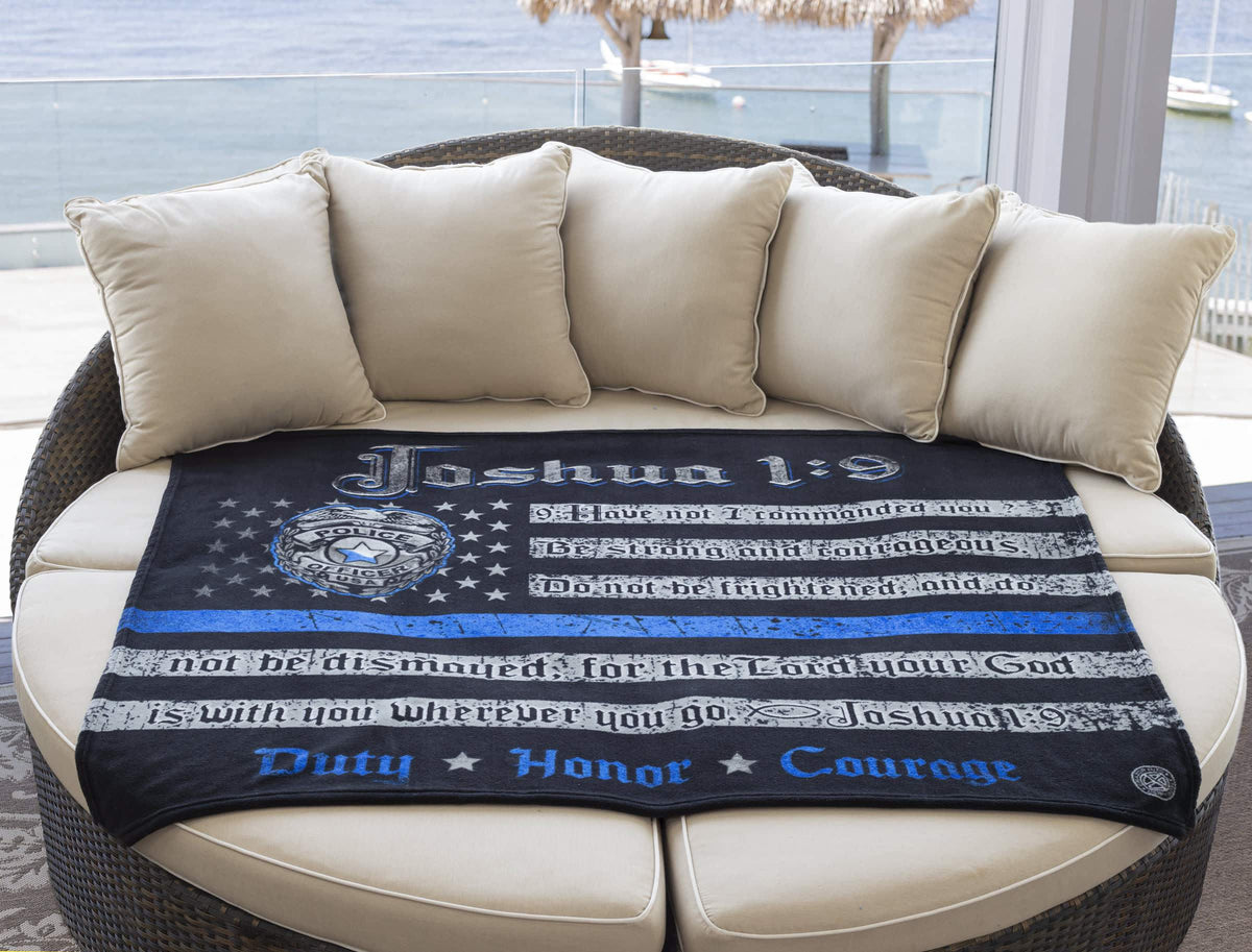 Law Enforcement Joshua 1:9 Premium Black Blanket