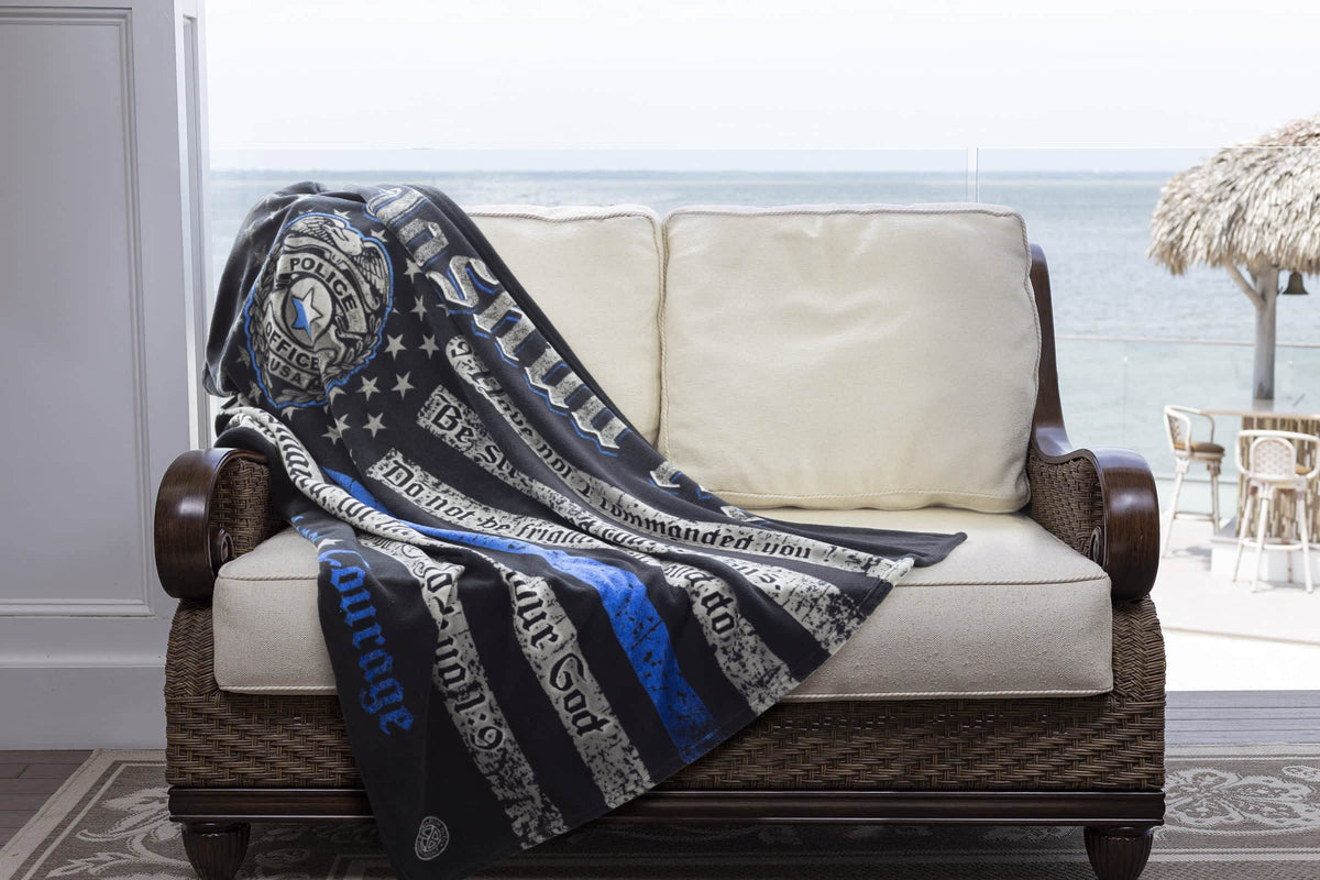 Law Enforcement Joshua 1:9 Premium Black Blanket