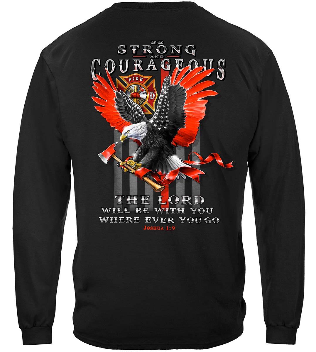 Firefighter Eagle Flag Red Line Premium Long Sleeves