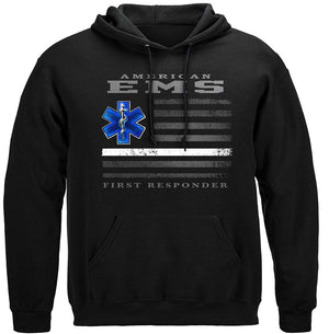 More Picture, American EMS First Responder Ghost Flag Premium Hooded Sweat Shirt